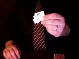 magician shows card ripped into pieces